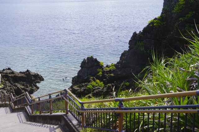 The stairs down to the sea at Cape Maeda
